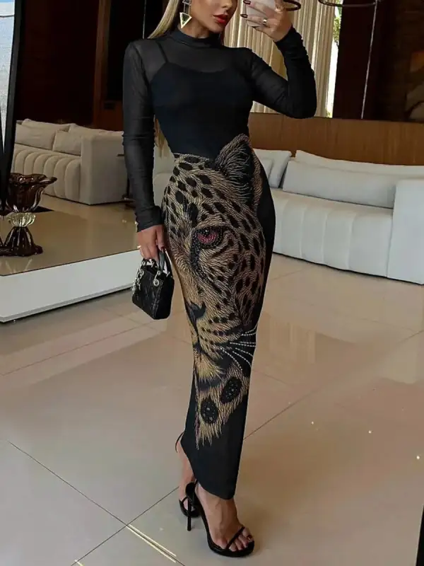 Waisted Long Neck Maxi Dress