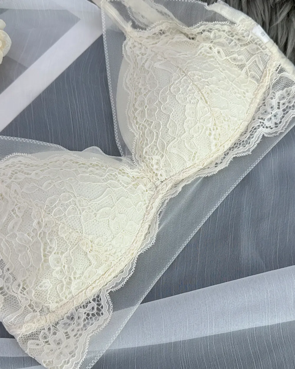 Lace Mesh Bralette with Adjustable Straps