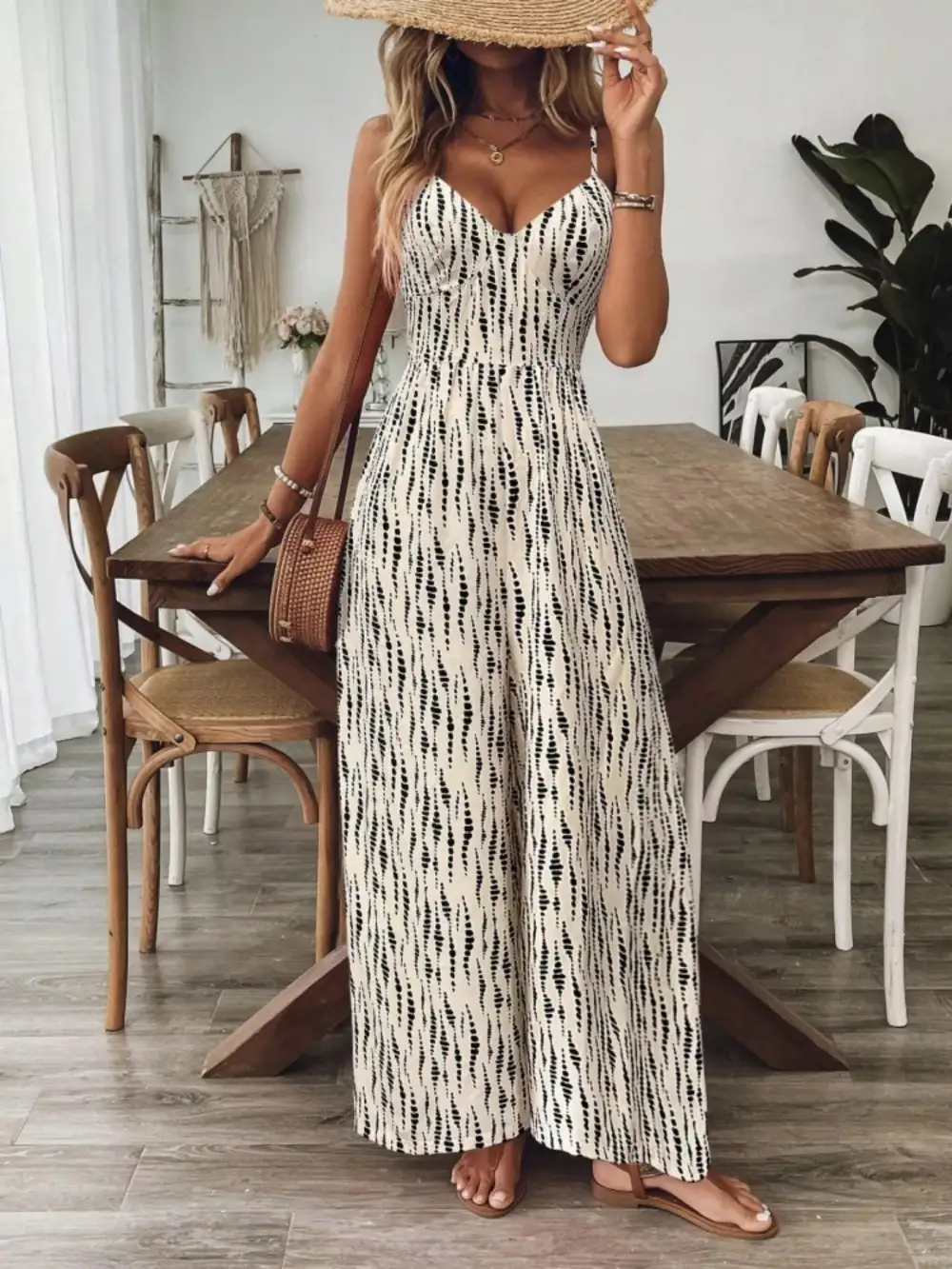 Spaghetti Strap Wide Leg Jumpsuit Accessory