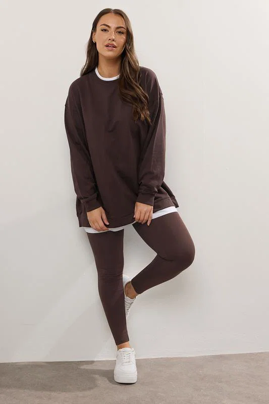 Chocolate Brown 2-In-1 Sweatshirt detail 1