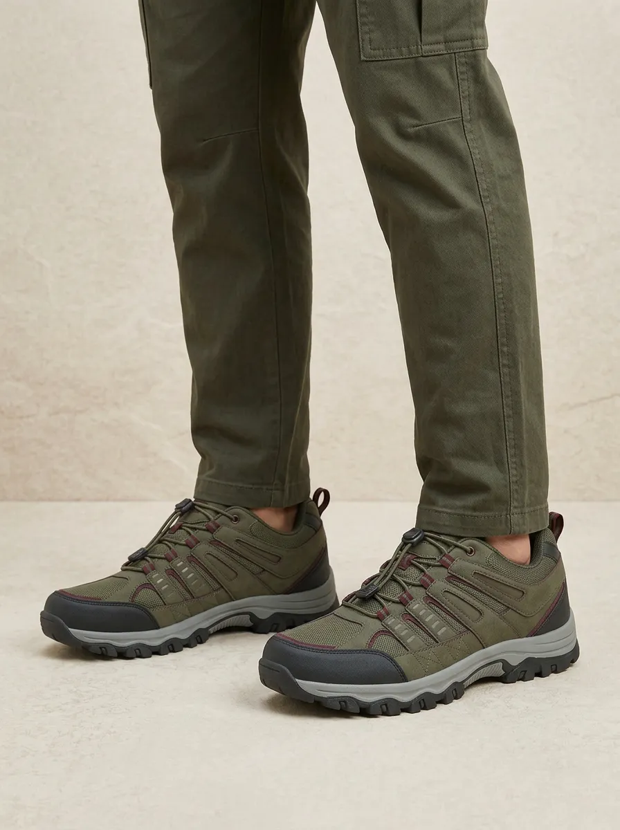 Men's Mesh Lace-Up Non-Slip Outdoor Hiking Shoes