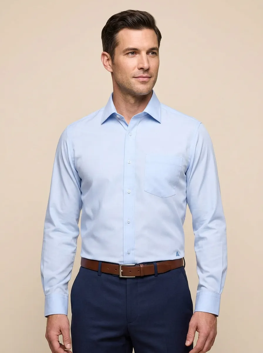 Men's Non-Iron Cotton A3 Embroidered Accent Dress Shirt