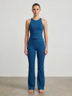 Women's Outdoor Inspired Ribbed Yoga Inspired Fitness Inspired Tank Top and Flare Pants Active Set