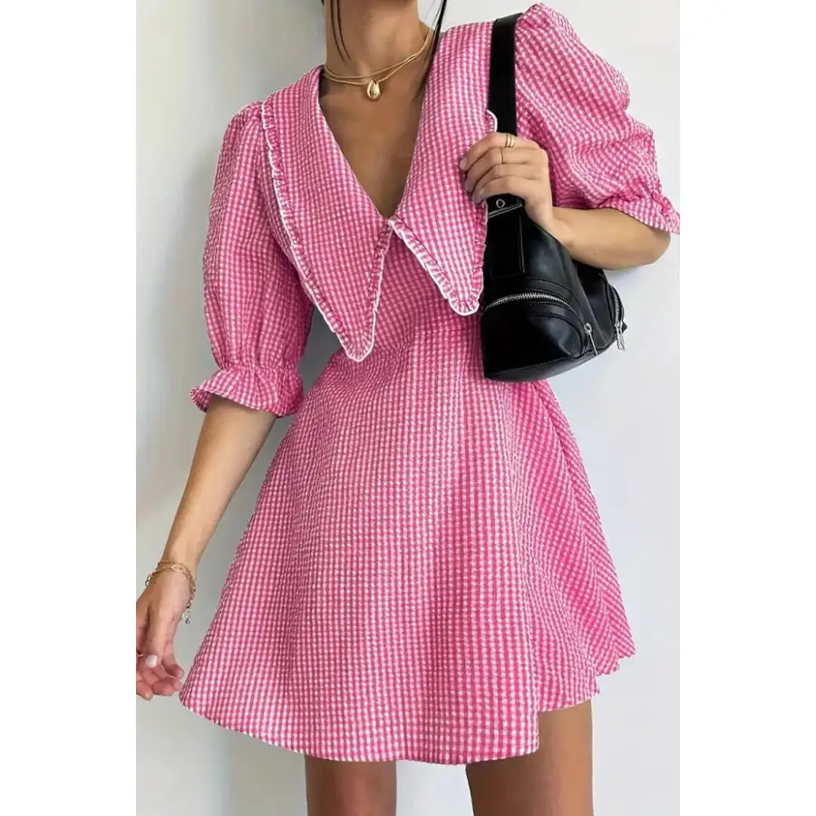 Gingham Puff Sleeve Mini Dress