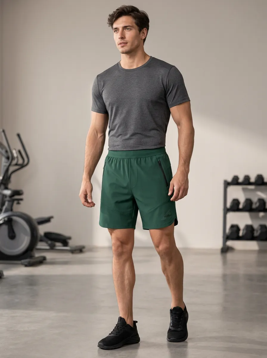 Men's Zipper Pocket Gym Shorts