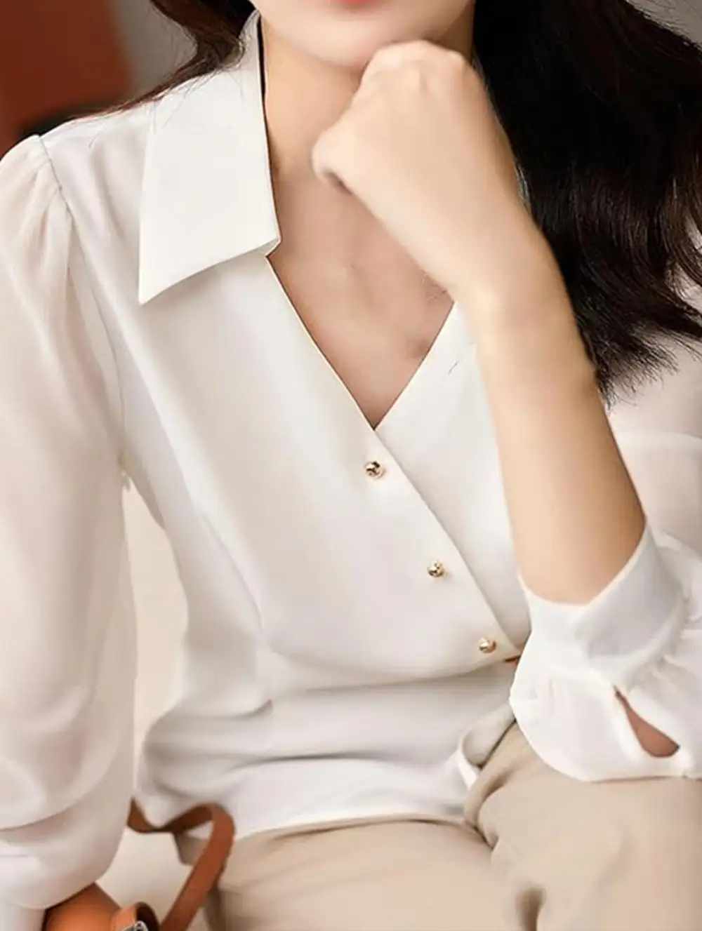Satin Long Sleeve Button Shirt