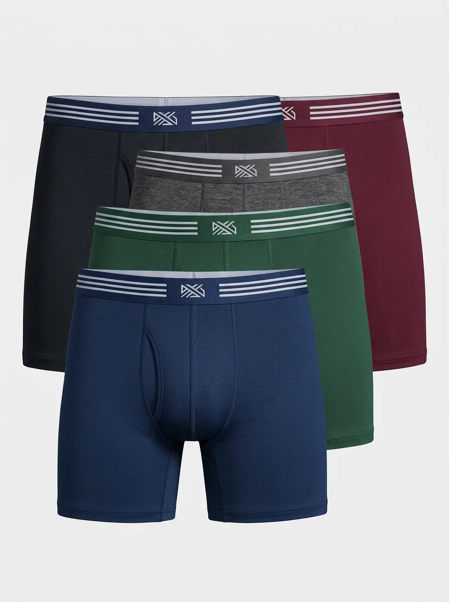 Men's Athletic Performance Striped Waistband 4-Pack Boxer Briefs