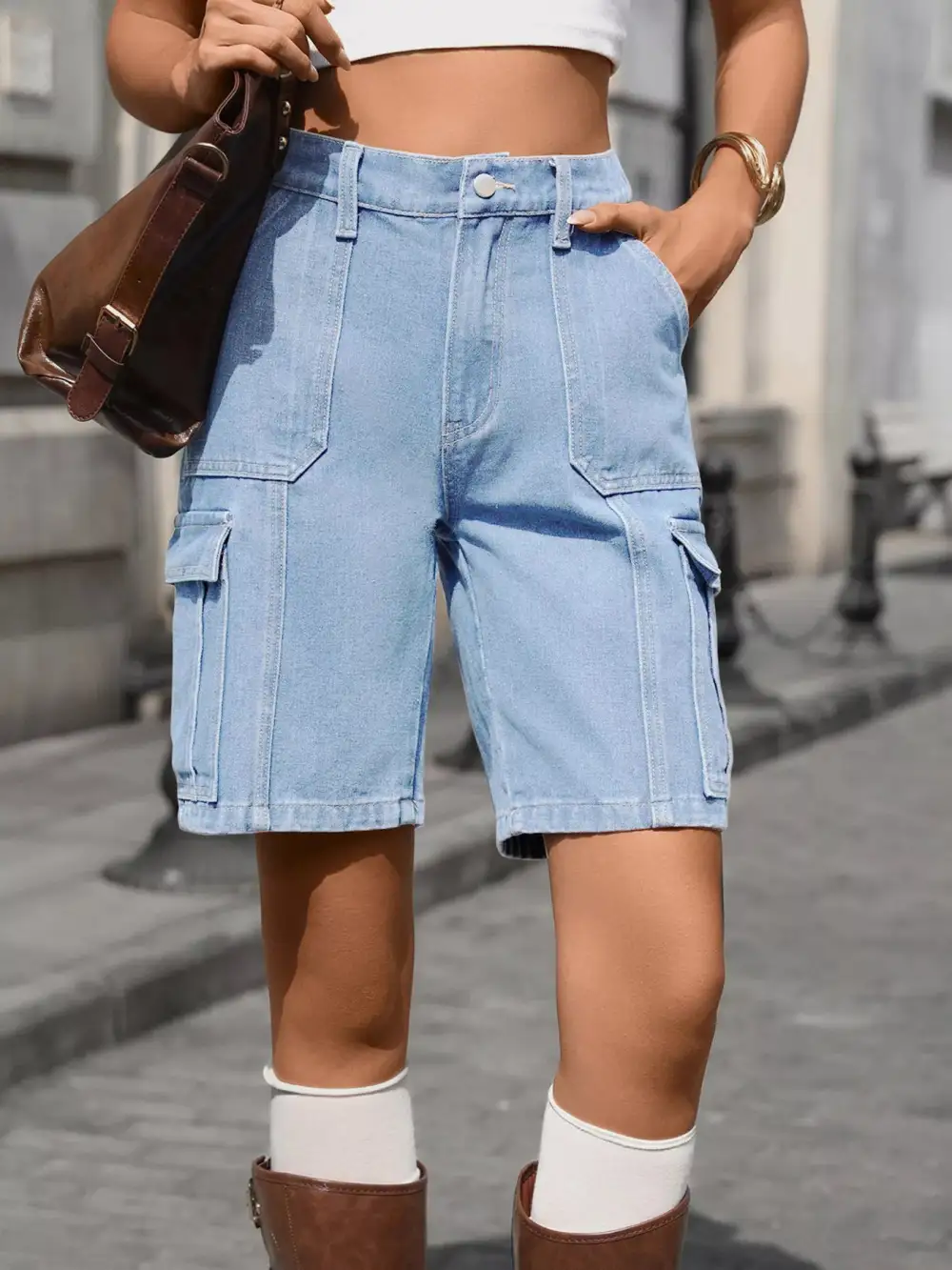 Pull On High Waist Shorts