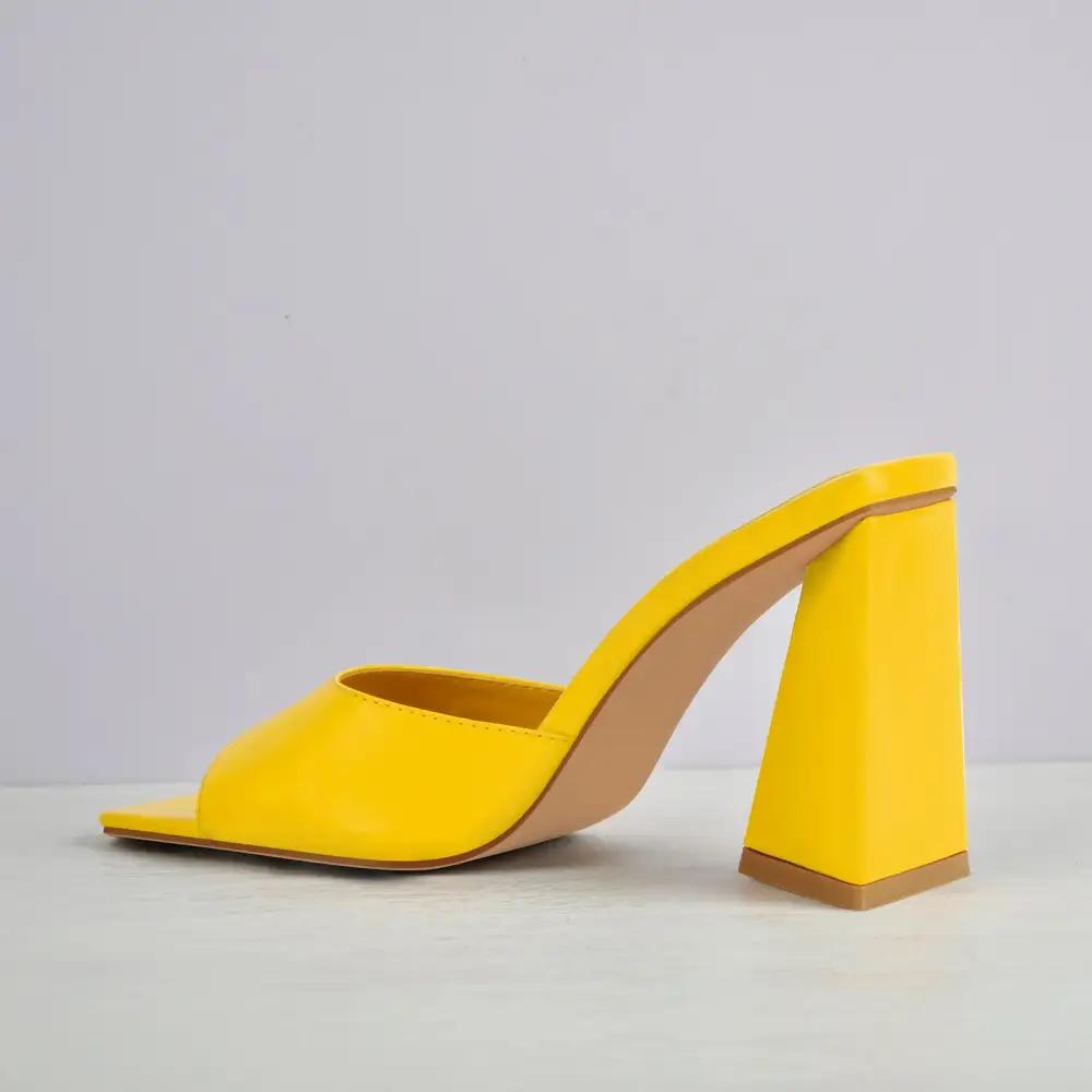 Square Toe Chunky Heel Mule Sandals
