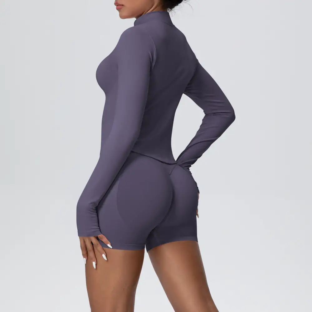 Long-Sleeve High-Waist Jacket, Bra and Vest Active Set