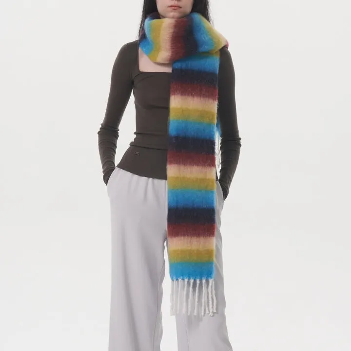 Relaxed Stripe Tassel Blanket Scarf