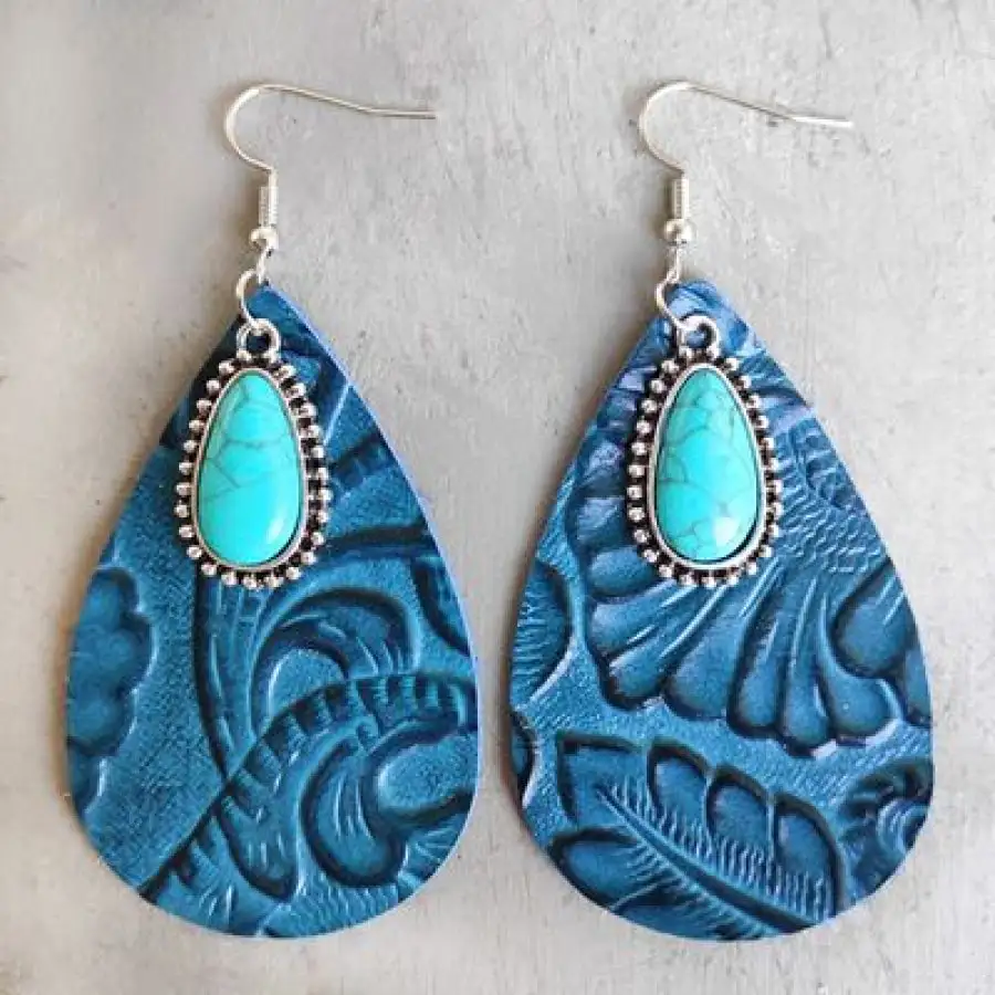 Classic Artificial Turquoise Teardrop Earrings