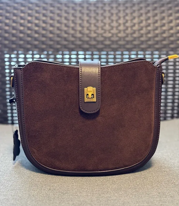 Chic Vintage Brown Suede Shoulder Bag