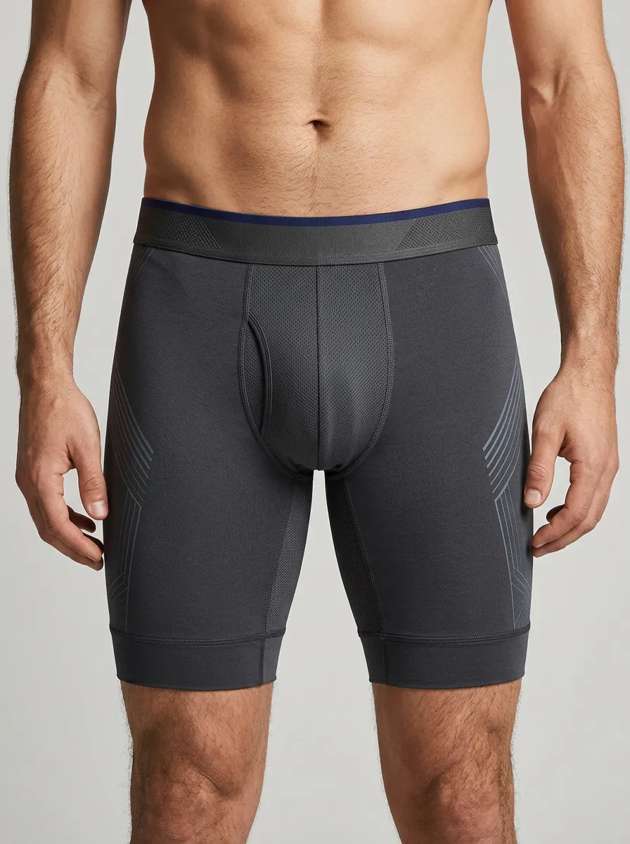 Flexible Geometric Performance Athletic Core Style Men's Boxer Briefs