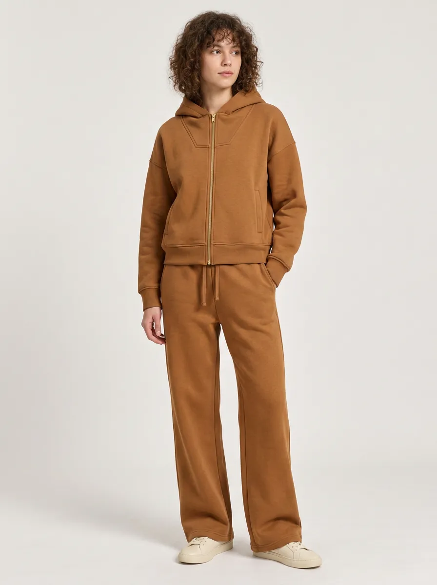 Unisex Versatile Minimalist Zip-Up Hoodie Jogger Set
