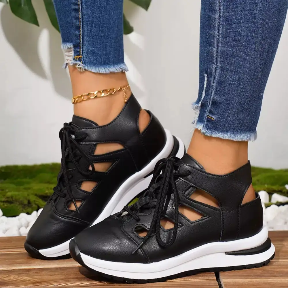 Round Toe Lace Up Sneakers