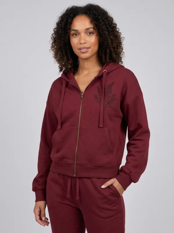 Women's Sage Green Fern Leaf Graphic Zip-Up Hoodie Jacket & Jogger Set