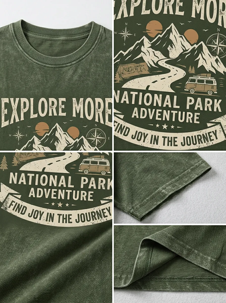 Unisex National Park Adventure Mountain Van Printed T-shirt