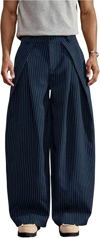 Draped Stripe Trousers