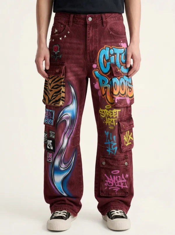 Men's City Roots Graffiti Cargo Jeans