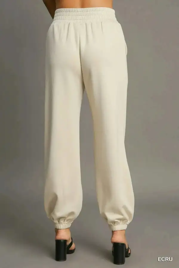 Drawstring Jogger Pants with Front Seam Detail T-Shirt
