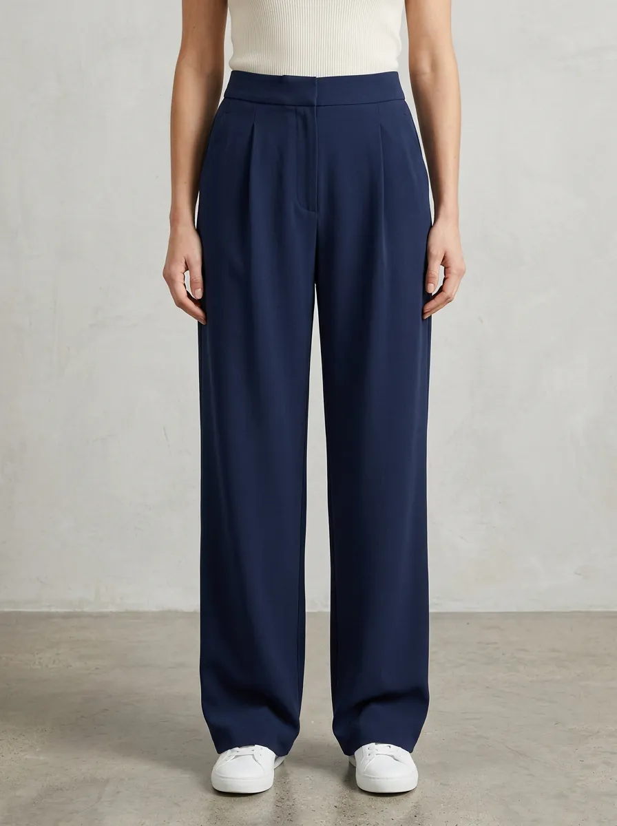 Minimal Form Pleated Wide-Leg Trousers