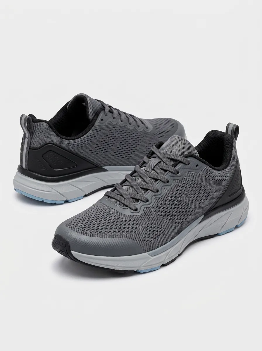Men's Athletic Sport Grey Mesh Breathable Printed Shoes
