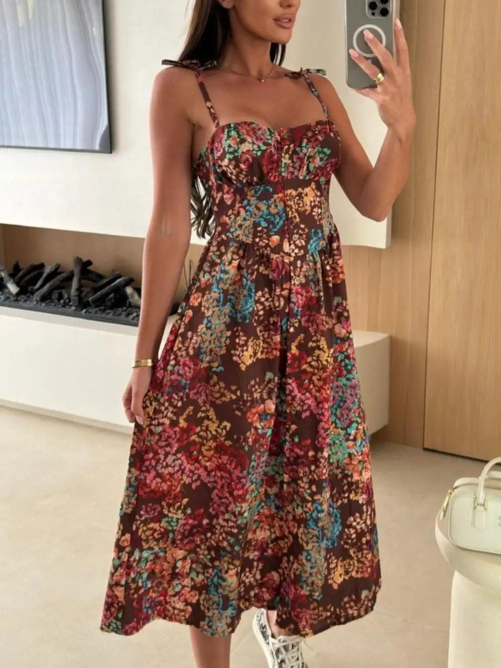 Drape Striped Midi Dress