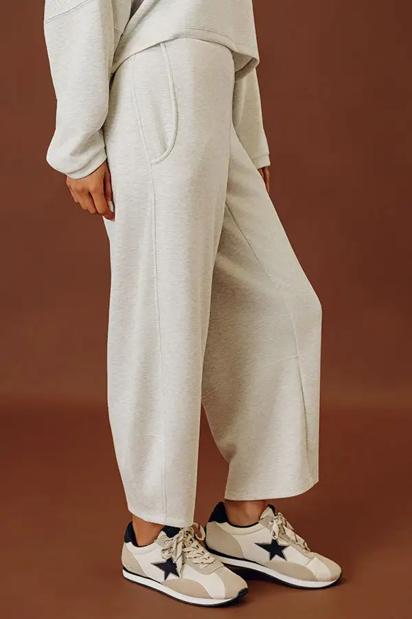 Mid Rise Relaxed Barrel Leg Scuba Knit Pants