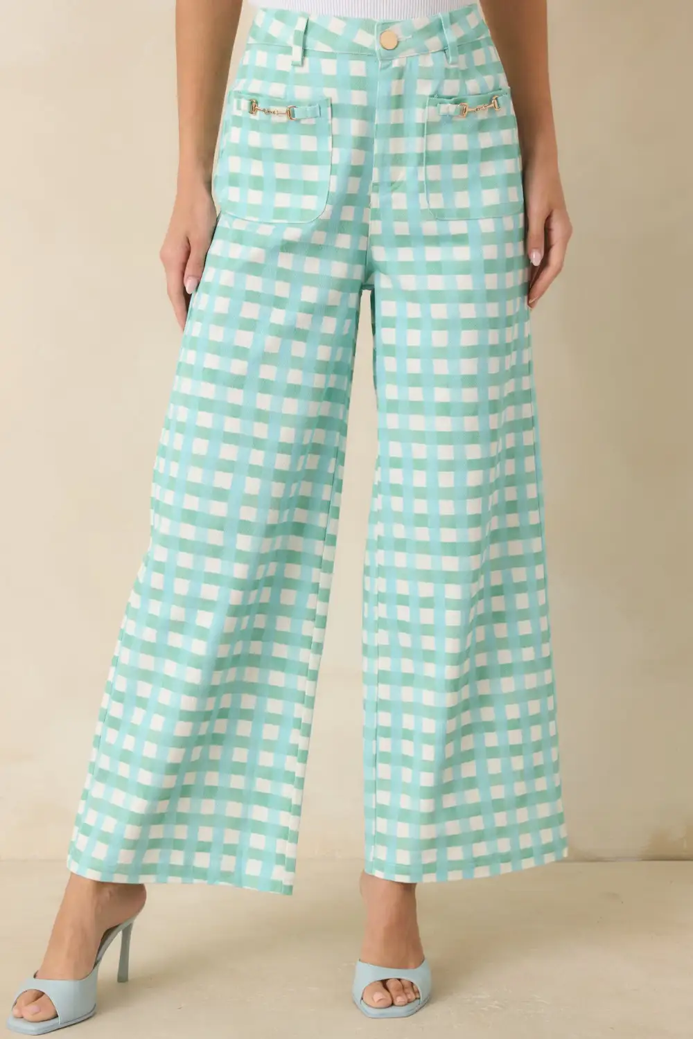 Gingham Wide Leg Wide Leg Pants