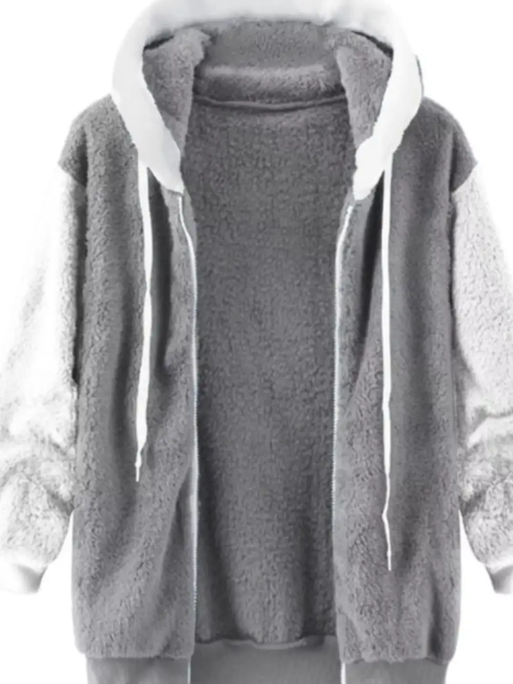 Full Size Fleece Zip-up Hooded Outerwear Plus Size