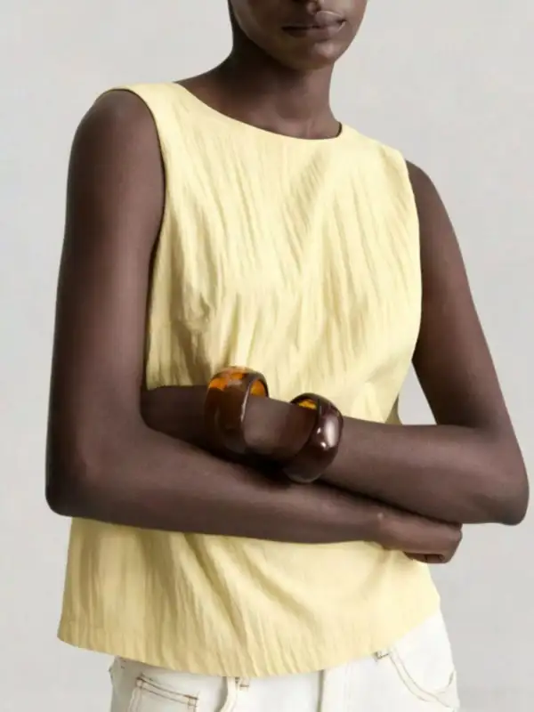 Round-Neck Textured Tank Top