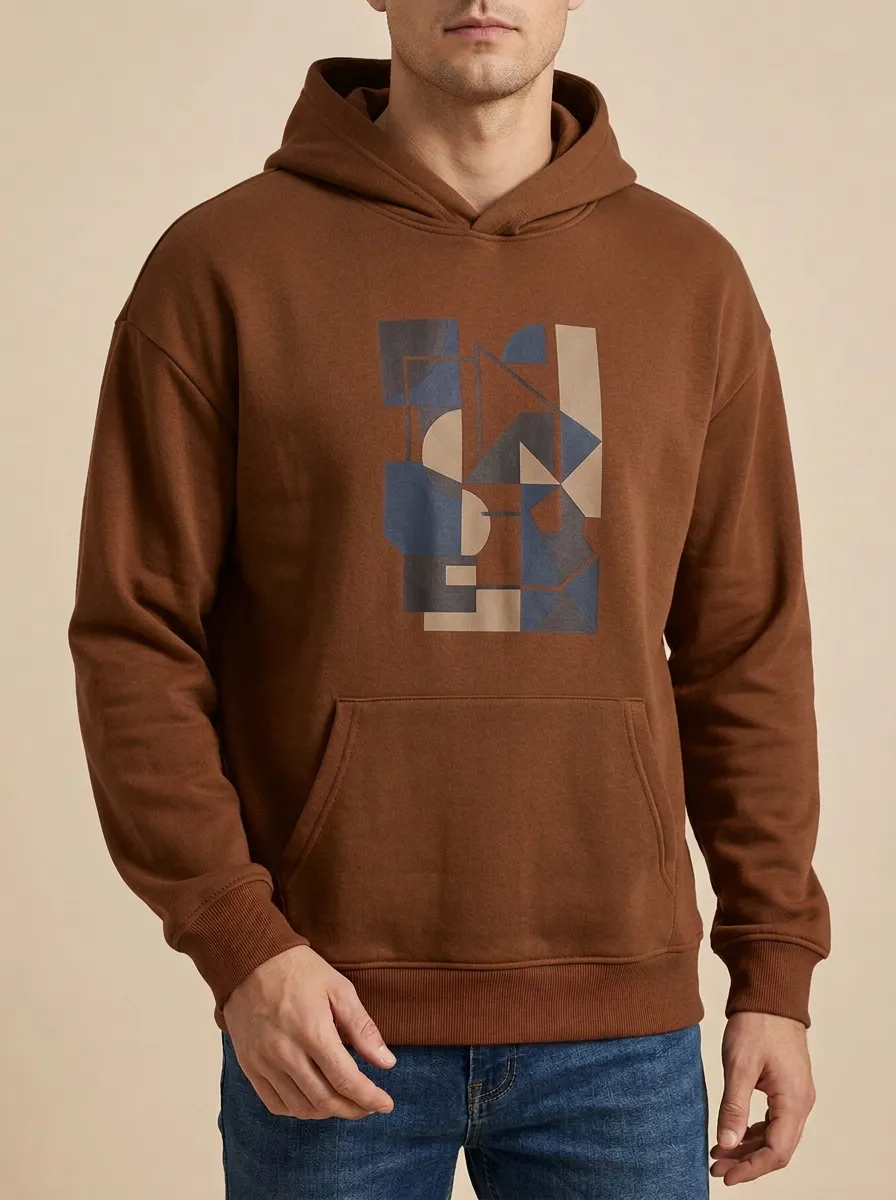 Men's Abstract Geometric Pattern Print Hoodie