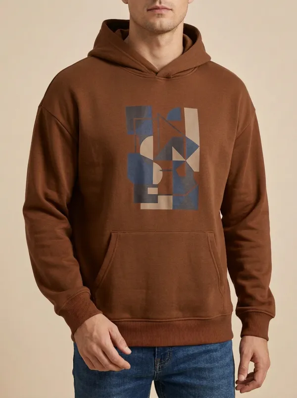 Men's Abstract Geometric Pattern Print Hoodie