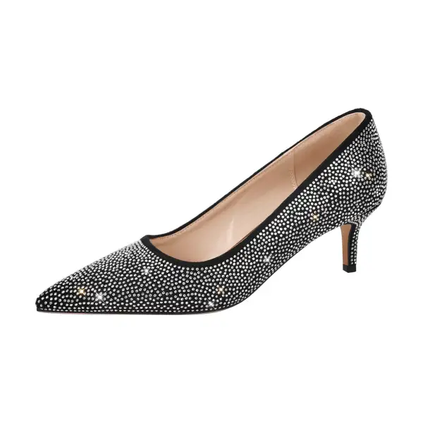 Rhinestone Pointed Toe Low Heel Pumps