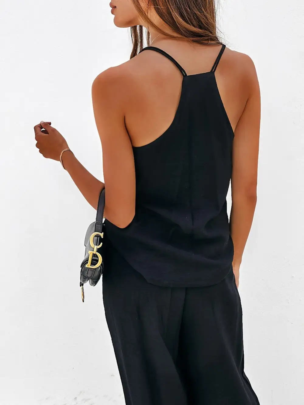 Spaghetti Strap Cami And Wide Leg Pants Set
