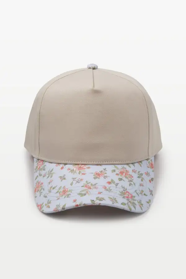 Floral Print Two Tone Baseball Cap