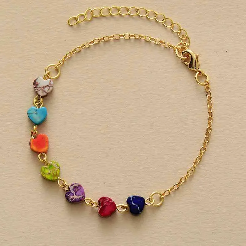 Heart Stone Bead Bracelet