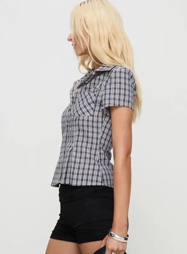Easy Fit Button Up Collared Blouse