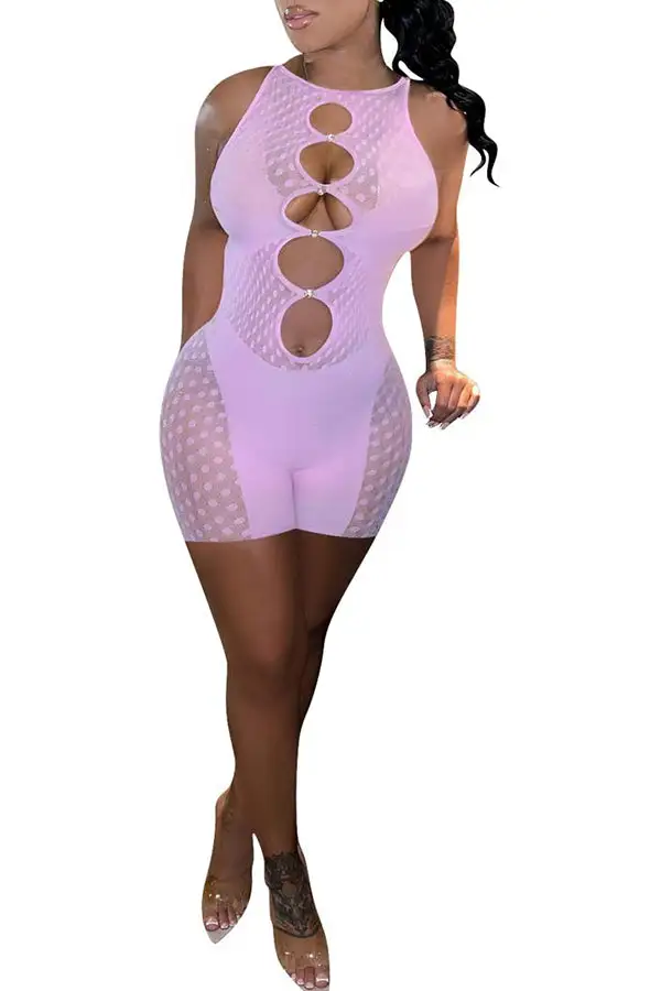 Mesh Hollow Out Short Romper