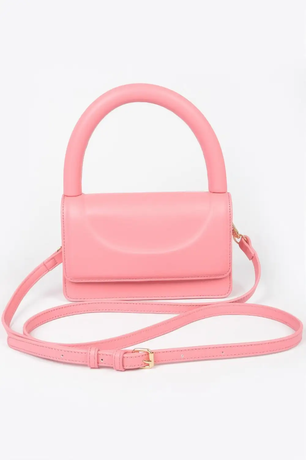 Faux Leather Top Handle Clutch