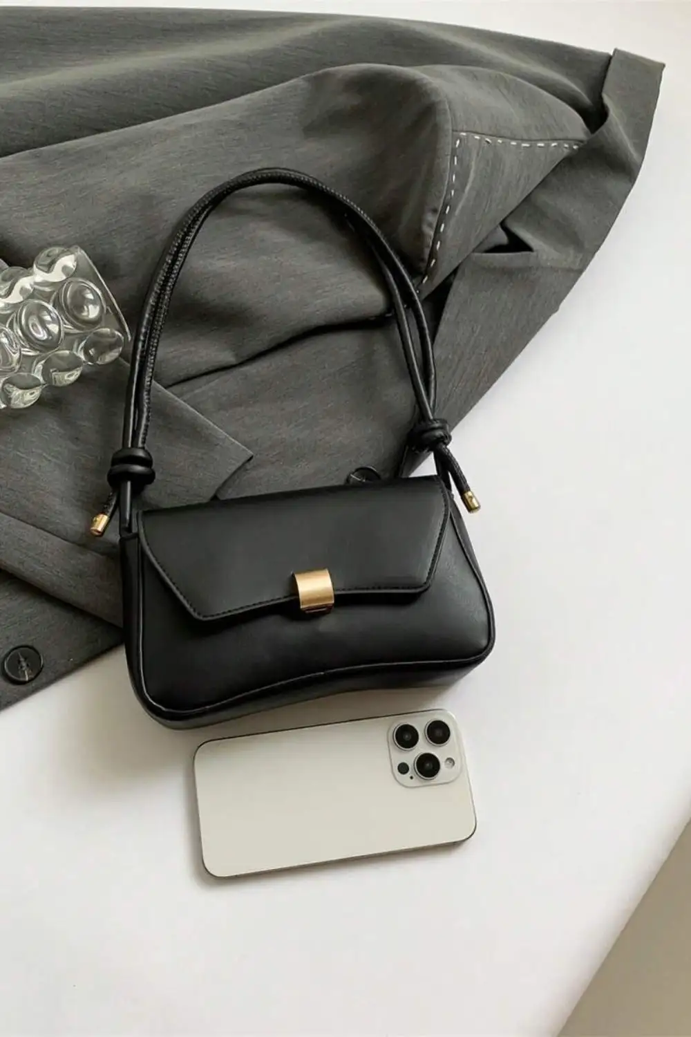 Mini Square PU Bag – Colorful Pattern, Flap Closure & Adjustable Strap