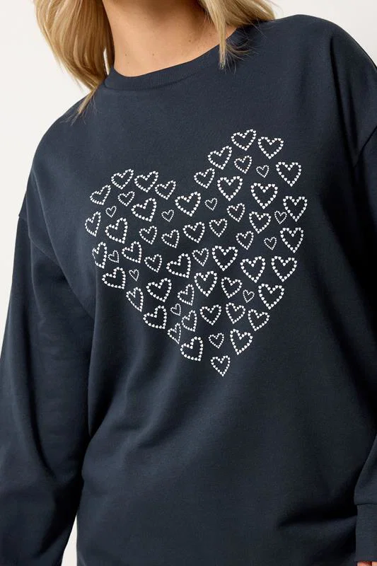 Navy Blue Heart Sweatshirt detail 3