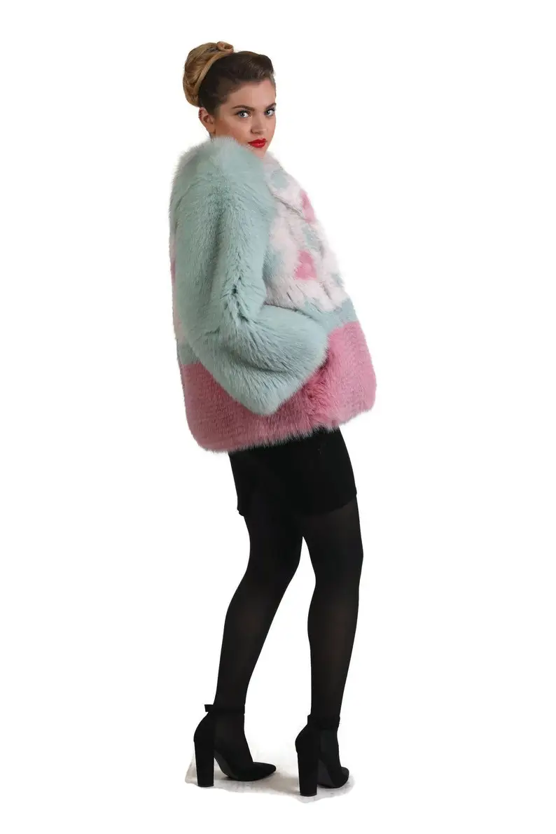 Multicolored Fox Fur coat