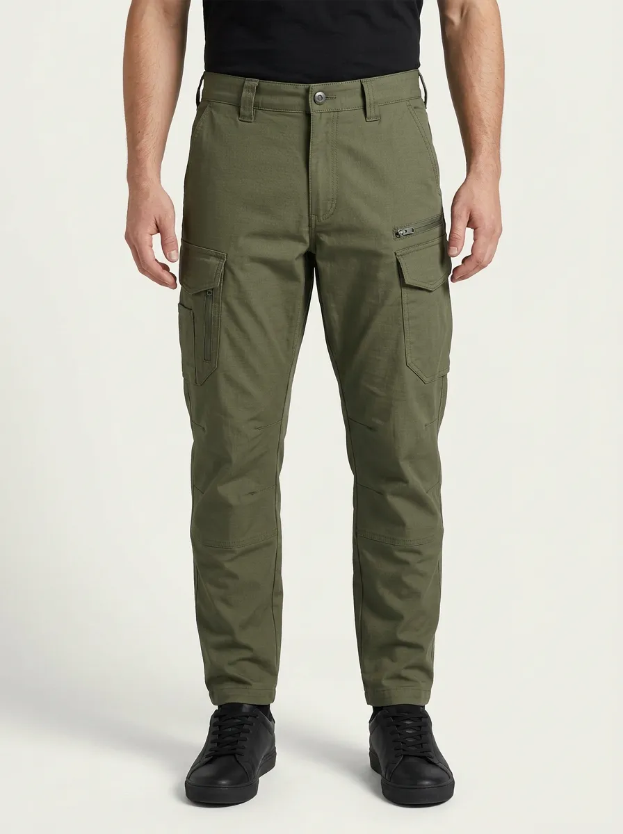 Men's Mid-Rise Reinforced-Knee Tapered Cargo Pants