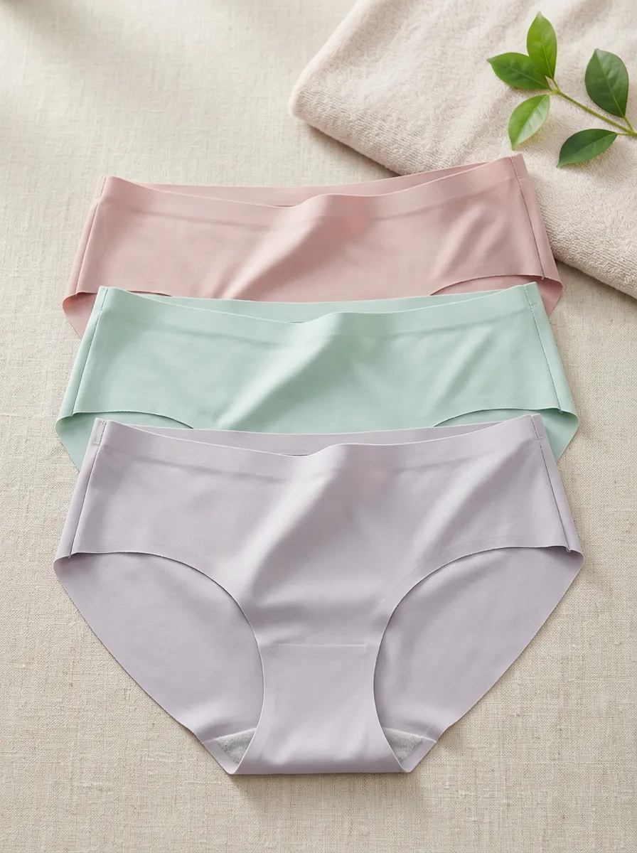 Women's Patterned Seamless Pastel Solid Color Three-Pack Panties