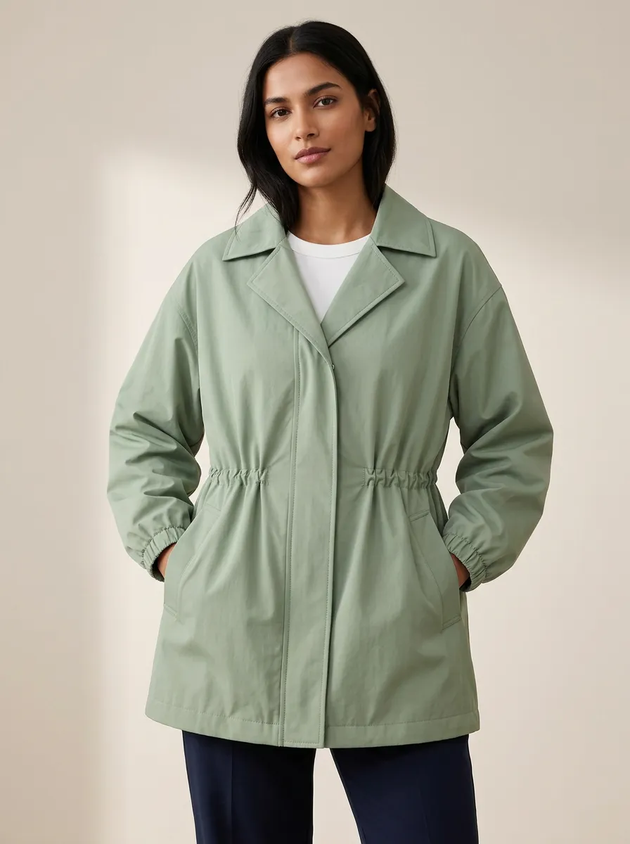 Casual Elastic Waist Utility Jacket