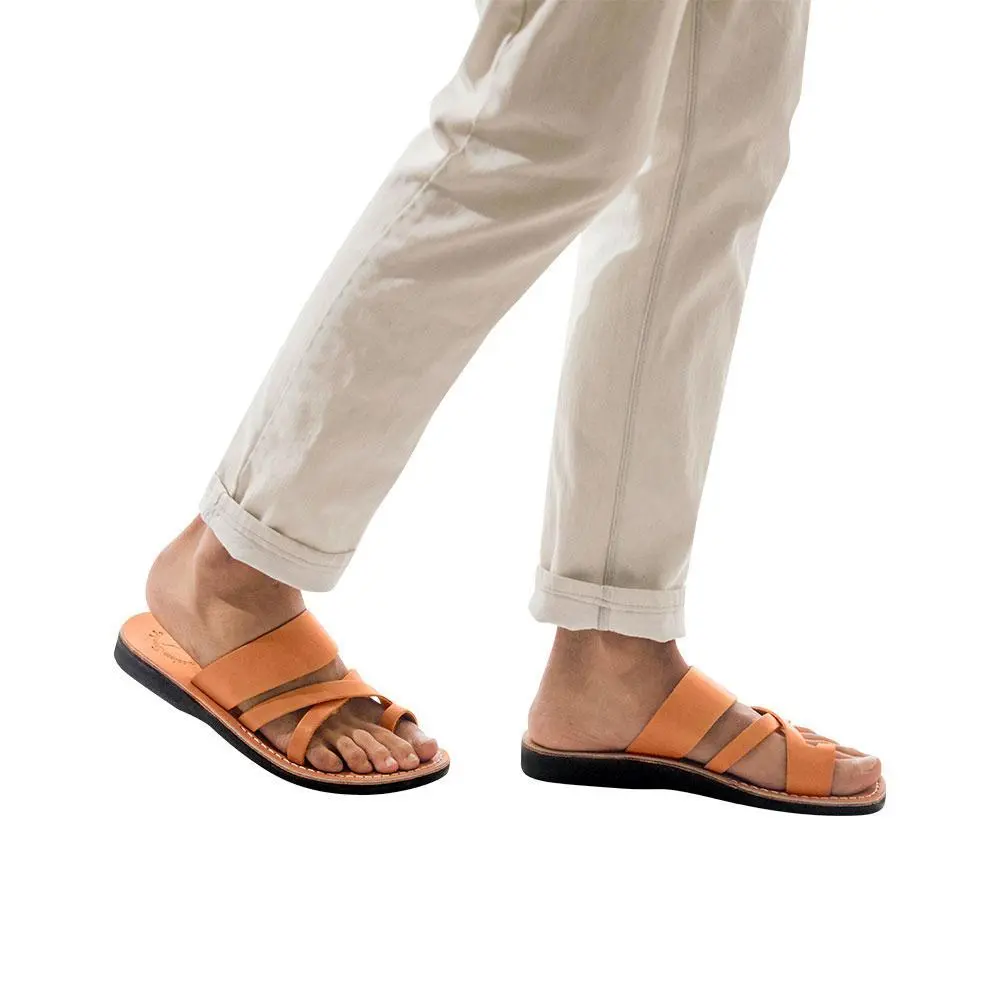 Refined Leather Toe Loop Slide Sandals