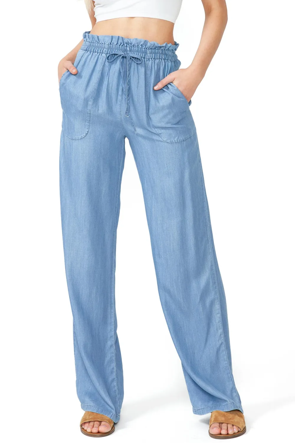 Drawstring Wide-Leg Pants