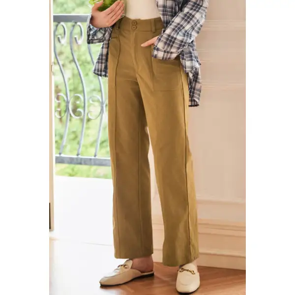 Half Elastic Waist Straight Pants